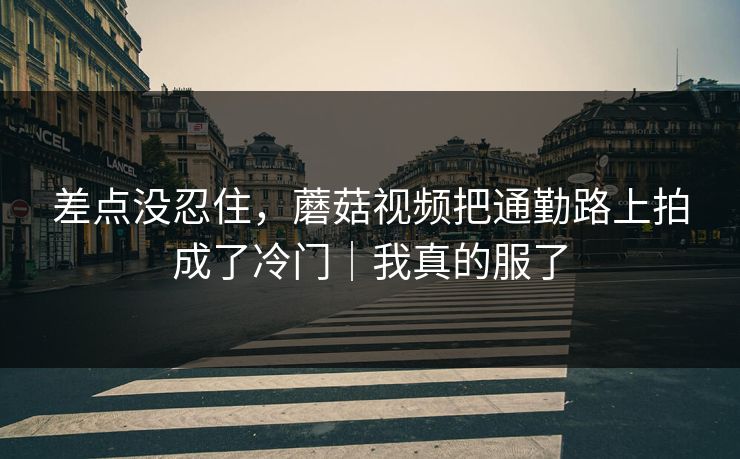 差点没忍住，蘑菇视频把通勤路上拍成了冷门｜我真的服了