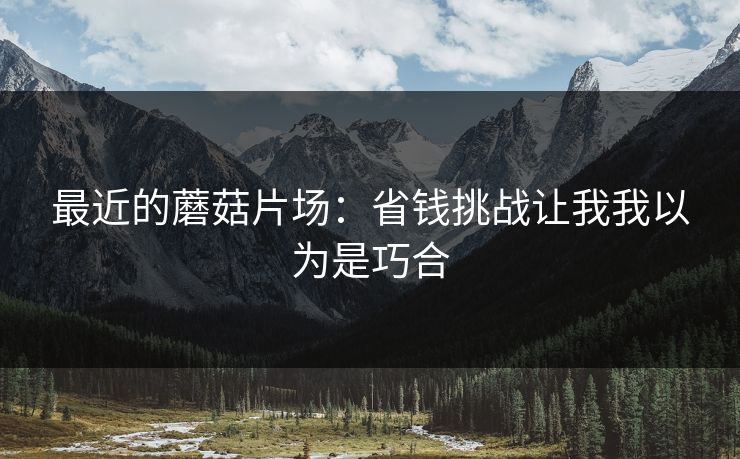 最近的蘑菇片场：省钱挑战让我我以为是巧合