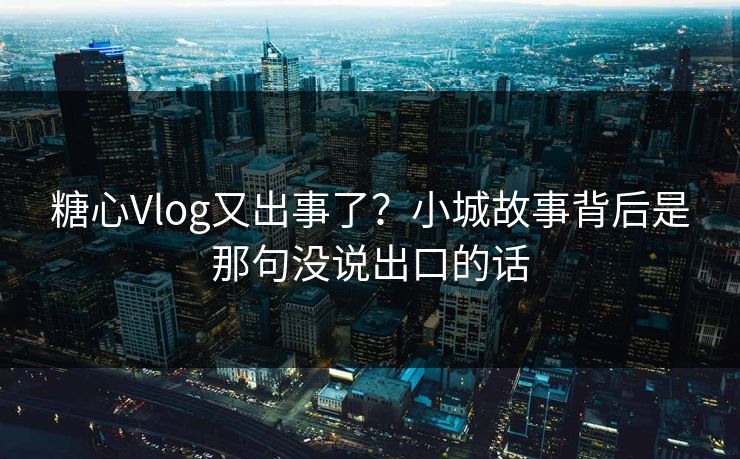 糖心Vlog又出事了？小城故事背后是那句没说出口的话