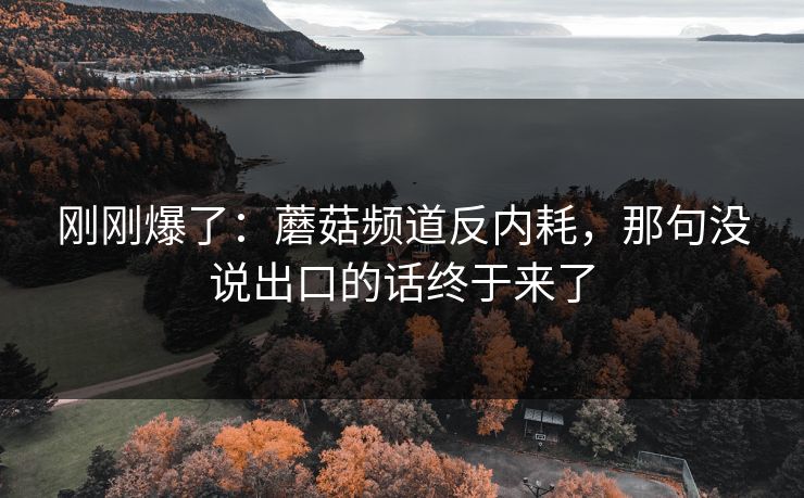 刚刚爆了：蘑菇频道反内耗，那句没说出口的话终于来了