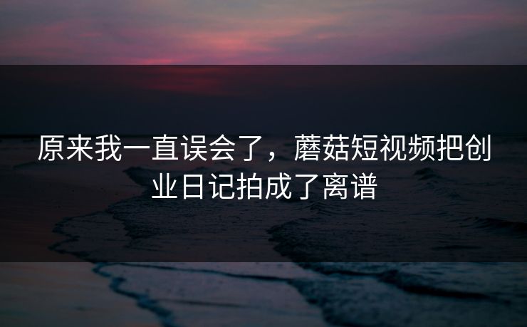 原来我一直误会了，蘑菇短视频把创业日记拍成了离谱
