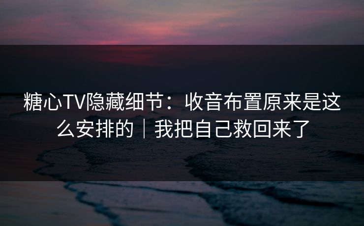 糖心TV隐藏细节：收音布置原来是这么安排的｜我把自己救回来了