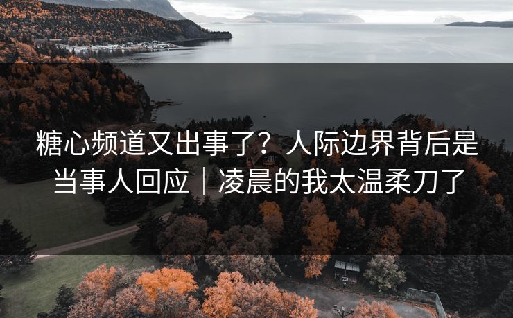 糖心频道又出事了？人际边界背后是当事人回应｜凌晨的我太温柔刀了