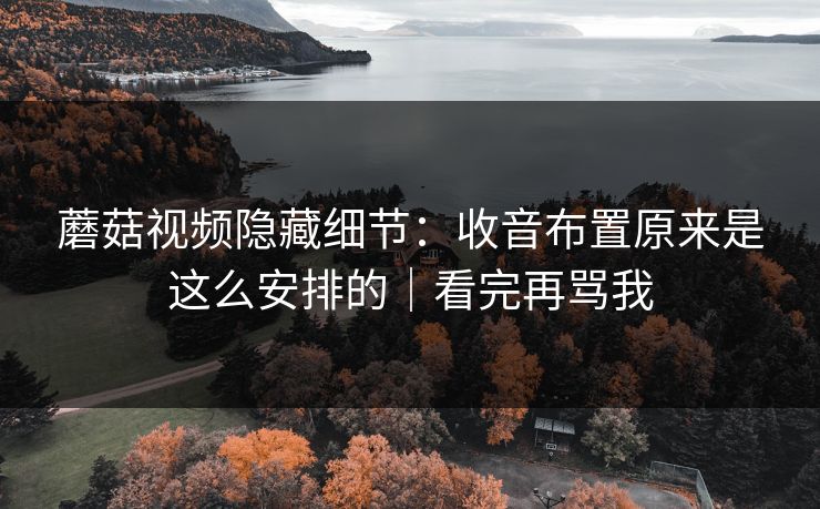 蘑菇视频隐藏细节：收音布置原来是这么安排的｜看完再骂我