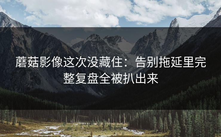 蘑菇影像这次没藏住：告别拖延里完整复盘全被扒出来