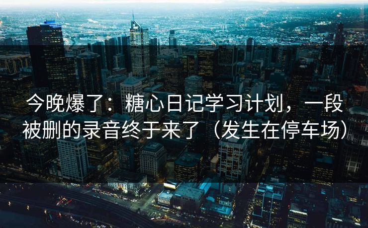 今晚爆了：糖心日记学习计划，一段被删的录音终于来了（发生在停车场）