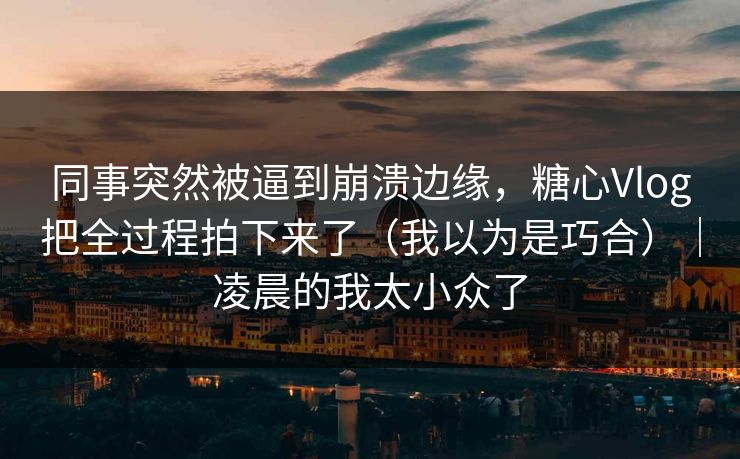 同事突然被逼到崩溃边缘，糖心Vlog把全过程拍下来了（我以为是巧合）｜凌晨的我太小众了